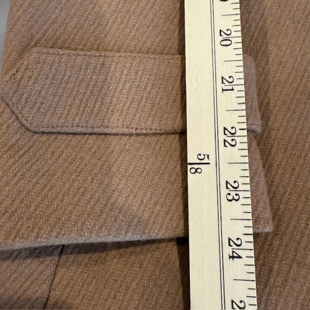 Cole Haan Signature Wool Leather Snap Faux-Fur-Trim Hooded Coat Camel Tan Size 4 - Picture 14 of 16